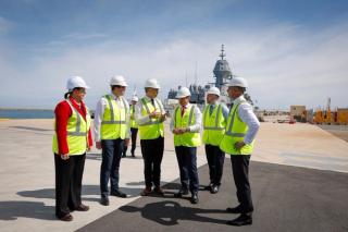 Deputy Prime Minister Richard Marles with WA Premier Roger Cook among other VIPs visiting the Australian Marine Complex in Henderson, south of Perth.
