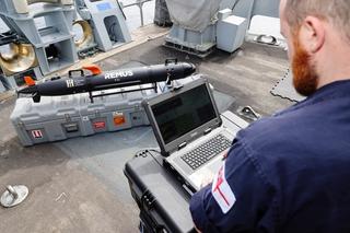 REMUS Unmanned Underwater Vehicle used for mine countermeasure operations onboard HMS Hurworth.