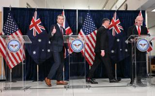 US Secretary of Defense Pete Hegseth, Australian Deputy Prime Minister and Defense Minister Richard Marles and British Defence Secretary John Healey met at the Pentagon in December 2025. 